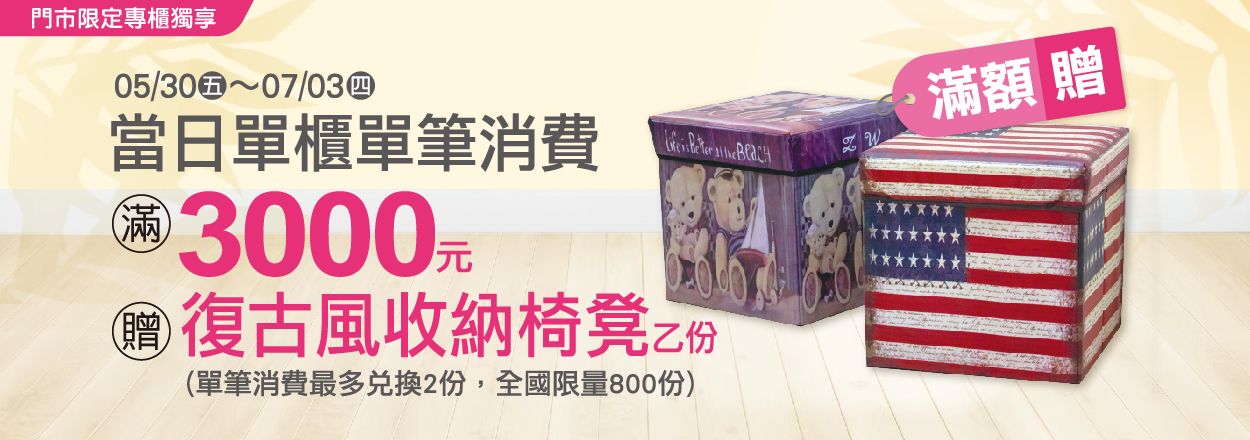 2506. 專櫃滿3000贈復古風收納椅凳